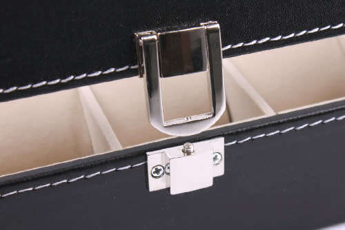 Black 10 Grid PU Watch Display Box / Jewelry Storage Organizer