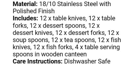 Eetrite 112 piece Villa Cutlery Canteen 18/10