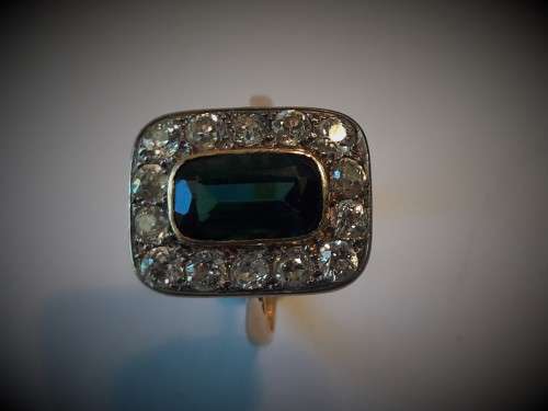 Vintage Tourmaline & Diamond Ring