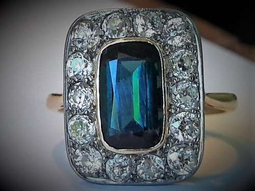Vintage Tourmaline & Diamond Ring