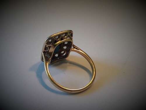 Vintage Tourmaline & Diamond Ring