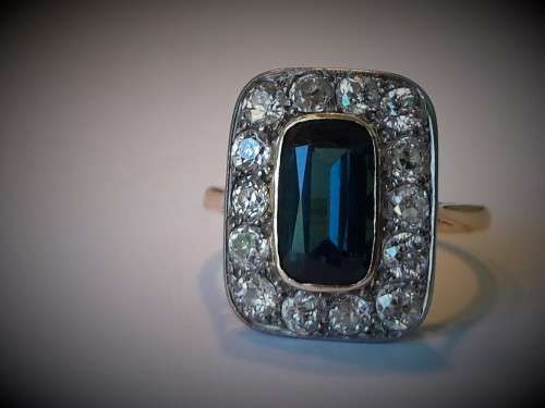 Vintage Tourmaline & Diamond Ring