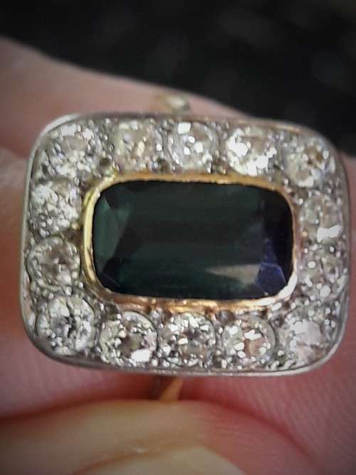 Vintage Tourmaline & Diamond Ring