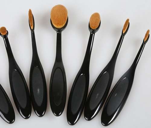 Oval Makeup Brush 10 Piece Set - ***Full Black***