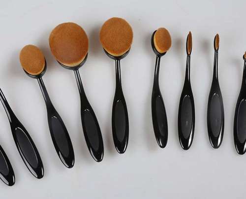 Oval Makeup Brush 10 Piece Set - ***Full Black***