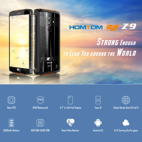 HIGH SPEC RUGGED PHONE BRANDNEW HOMTOM ZOJI Z9,HELIO P23 OCTA-CORE,6GB,64GB,DUAL SIM,IP68 WATERPROOF