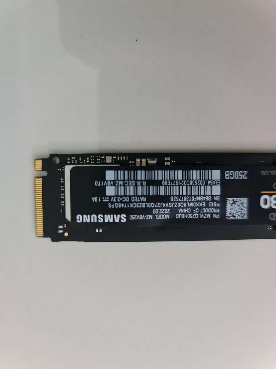 SAMSUNG V-NAND SSD980 SSD HARD DRIVE - 250GB NVME M.2 GEN 3 GEN 4 (1 CUT) - FULL WORKING CONDITION