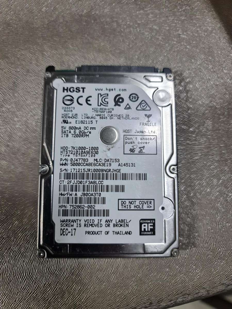 HGST HARD DRIVE - LAPTOP HARD DRIVE - 2.5 INCH - 1TB - 100% HEALTH
