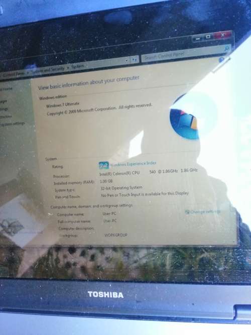 TOSHİBA LAPTOP, CELERON, 2GB, 160GB, 15 INCH SCREEN