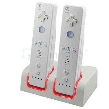 Wii Dual WHITE Docking Charger + FREE 2 x Rechargeable batteries