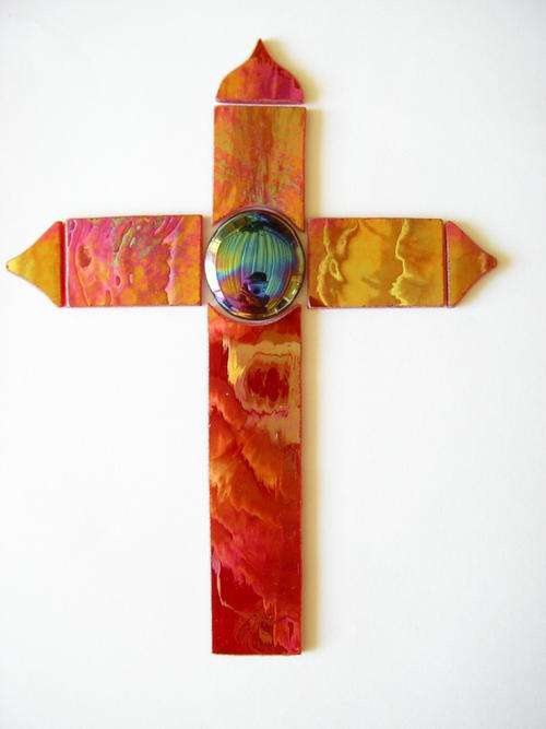 Mosaic insert - Cross, glitters like a diamond with a hint of gold