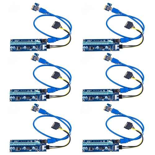 6 PACK V006C PCIe 6-Pin 16x to 1x Powered Riser Adapter Card for GPU Mining of Crypto Coins