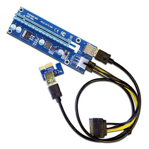 MintCell PCIe PCI-e PCI Express 6-Pin 16x to 1x Powered Riser Adapter Card - GPU Mining Rig