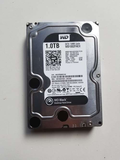 Western Digital Black WD1002FAEX 1TB 7200 RPM 64MB Cache SATA 6.0Gb/s 3.5" Internal Hard