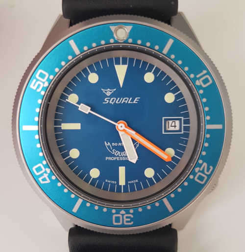 Brand New Squale Dive Watch with Blue Dial (Sand-Blasted Case) #1521-026M-BLR