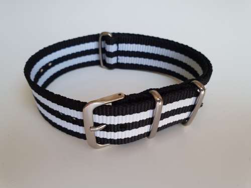 20mm Nato Watch Strap Black/White