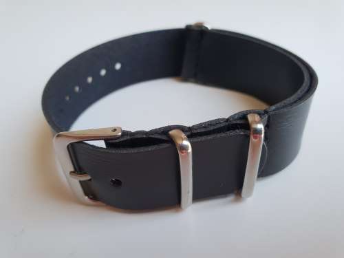 20mm Faux Leather Nato Watch Strap Black