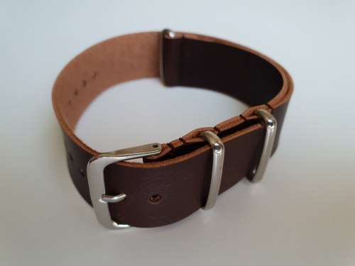20mm Faux Leather Nato Watch Strap Brown