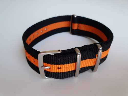 22mm Nato Watch Strap Black/Orange