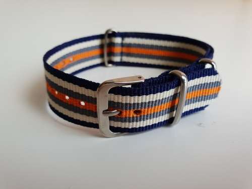 18mm Nato Watch Strap Navy/White/Grey/Orange