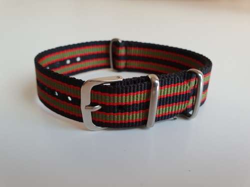 18mm Nato Watch Strap Black/Red/Khaki (Vintage Bond)