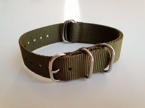 20mm Nato Watch Strap 5-Ring Khaki Green