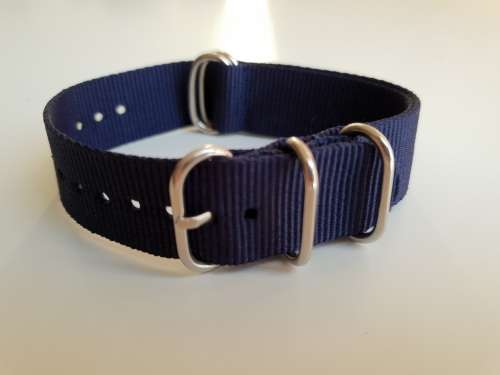 20mm Nato Watch Strap 5-Ring Navy Blue