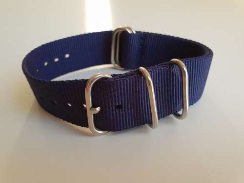 22mm Nato Watch Strap 5-Ring Navy Blue