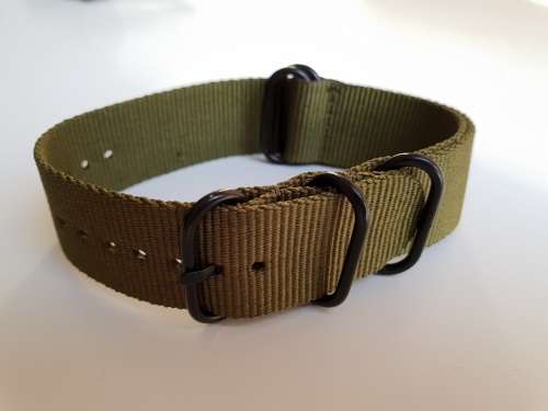 22mm Nato Watch Strap PVD 5-Ring Khaki Green