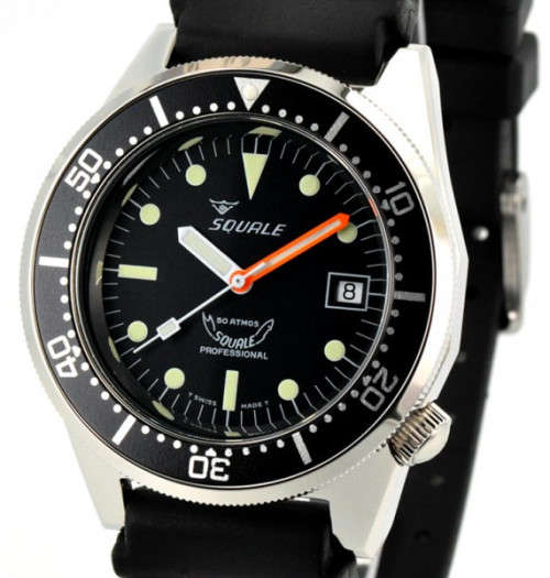 Brand New Squale 50 Atmos Dive Watch with Black Dial (Polished Case) #1521-026-A