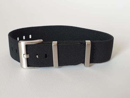 20mm Single Pass Elastic Nato Watch Strap Black