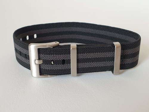 20mm Single Pass Elastic Nato Watch Strap Black/Grey (Bond)