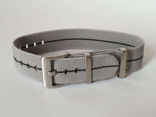 20mm Single Pass Elastic Nato Watch Strap Grey/Black