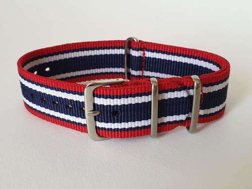22mm Nato Watch Strap Red/Navy/White