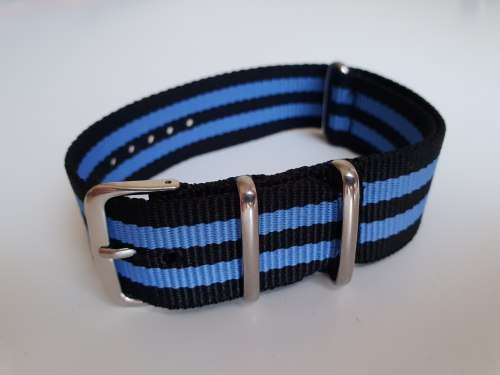 18mm Nato Watch Strap Black/Blue