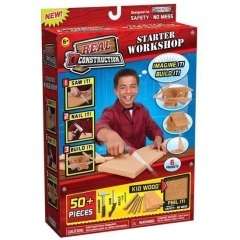 50 Pieces REAL CONSTRUCTION starter workshop- incl Hammer, Saw, Nails & Wood! Let kids be creative!