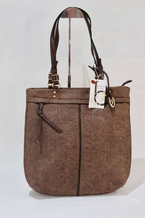 *BLACKCHERRY*Trendy  HANDBAG in embossed PU Leather-Simply Gorgeous- classic design!