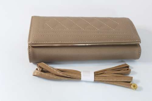Quality Ladies Leather Wallet in Taupe with shoulder strap