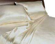 Luxury Charmeuse(French) fine woven satin sheets in IVORY.Brings the comfort of Lingerie to your bed