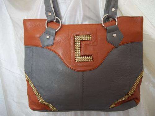 LADIES GENUINE SUEDE LEATHER HAND BAG IN  A GREY & TAN . SIMPLY GORGEOUS!!