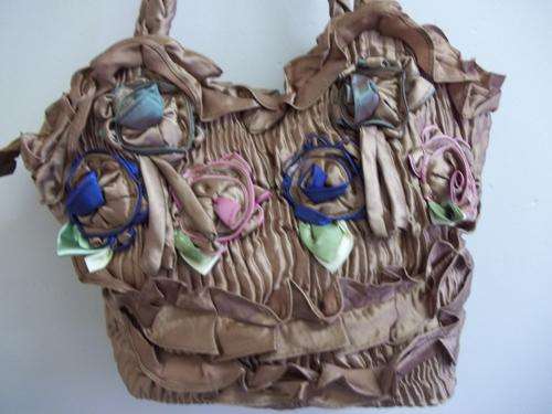 Latest colorful soft fabric handbag, with stunning rose detail. Simply Gorgeous!!