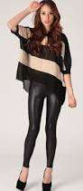 New LEATHER look stretch Leggings- BLACK-Make a fashion statement!
