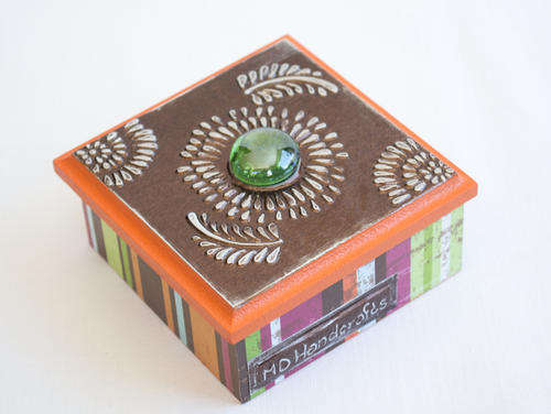 Small Square Box with Brown Metal Finish