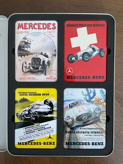 Mercedes Benz Legendary Moments collectors magnets in tin