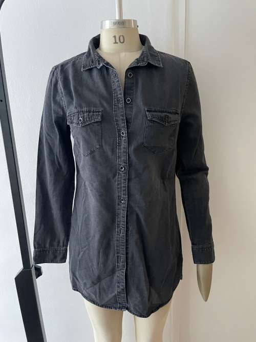 RE WOOLWORTHS Black/Charcoal washed denim shirt - ladies 10