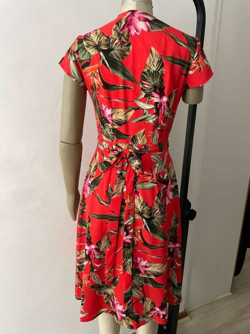 Poetry printed wrap dress - red - size 8/10