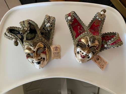 Beautiful Hand Crafted Authentic Ornamental masquerade masks x2 - Made in Italy