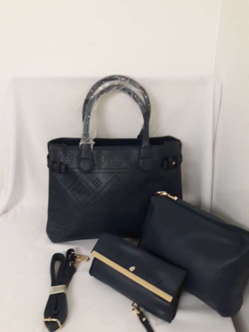 3 piece ladies handbag set navy
