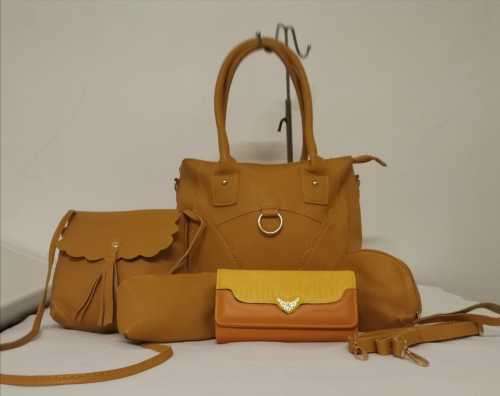 NEW STUNNING 5 PIECES  BAG SET MUSTARD