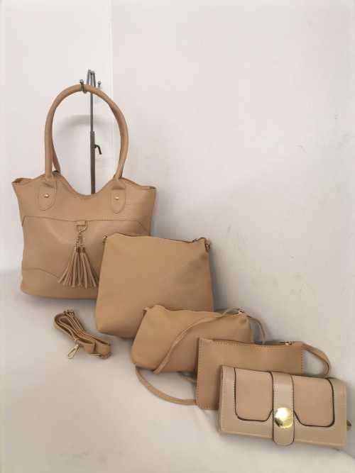 Ladies stunning 5 pieces cream handbag